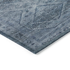 HomeRoots 5' Stylish Blue and Ivory Geometric Area Rug - Durable, Washable, Perfect for Indoor or Outdoor Use! 8' Round 630491