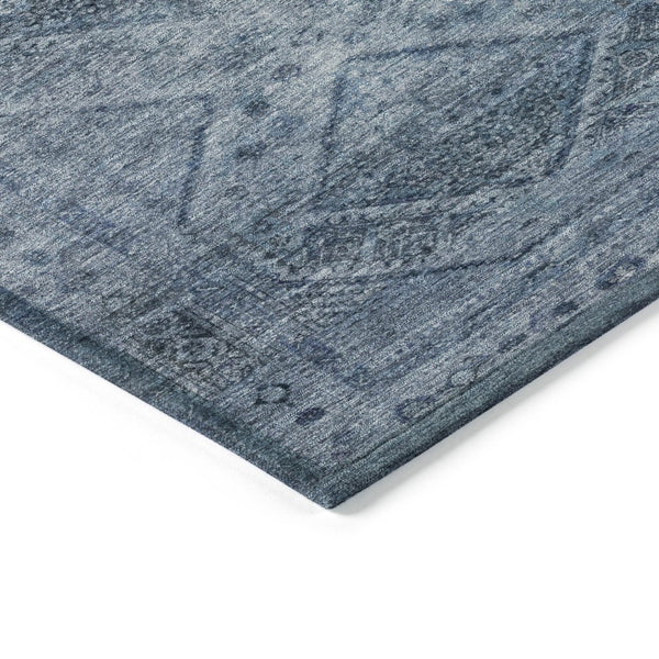 HomeRoots 5' Stylish Blue and Ivory Geometric Area Rug - Durable, Washable, Perfect for Indoor or Outdoor Use! 8' Round 630491