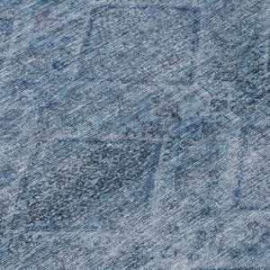HomeRoots 5' Stylish Blue and Ivory Geometric Area Rug - Durable, Washable, Perfect for Indoor or Outdoor Use! 8' Round 630491