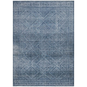 HomeRoots 5' Stylish Blue and Ivory Geometric Area Rug - Durable, Washable, Perfect for Indoor or Outdoor Use! 9' X 12' 630493