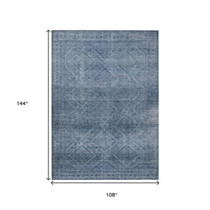 HomeRoots 5' Stylish Blue and Ivory Geometric Area Rug - Durable, Washable, Perfect for Indoor or Outdoor Use! 9' X 12' 630493