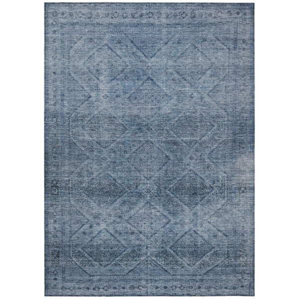 HomeRoots 5' Stylish Blue and Ivory Geometric Area Rug - Durable, Washable, Perfect for Indoor or Outdoor Use! 10' X 14' 630494