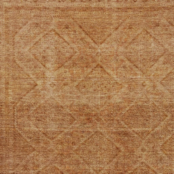 HomeRoots 5' Stylish Copper and Ivory Geometric Washable Area Rug for Indoor and Outdoor Living Spaces 5' X 8' 630496