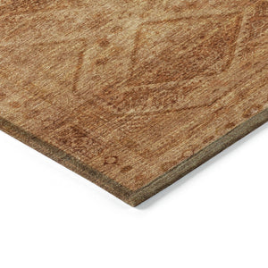 HomeRoots 5' Stylish Copper and Ivory Geometric Washable Area Rug for Indoor and Outdoor Living Spaces 8' Round 630497