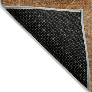 HomeRoots 5' Stylish Copper and Ivory Geometric Washable Area Rug for Indoor and Outdoor Living Spaces 8' Round 630497