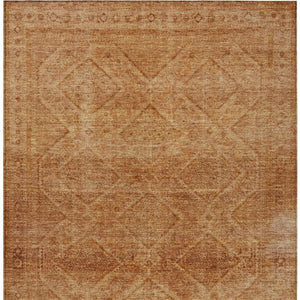 HomeRoots 5' Stylish Copper and Ivory Geometric Washable Area Rug for Indoor and Outdoor Living Spaces 8' X 10' 630498