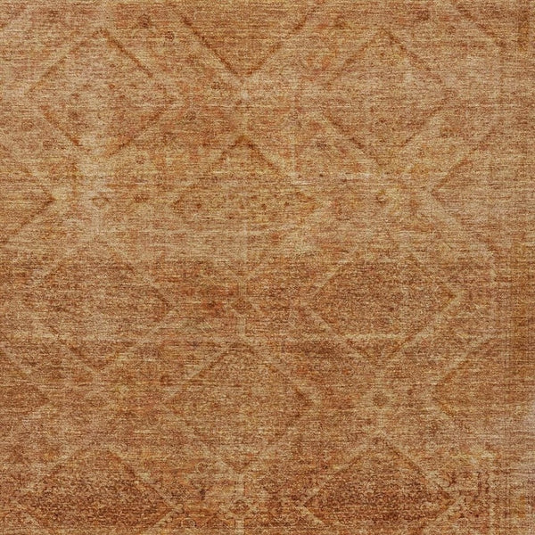 HomeRoots 5' Stylish Copper and Ivory Geometric Washable Area Rug for Indoor and Outdoor Living Spaces 8' X 10' 630498