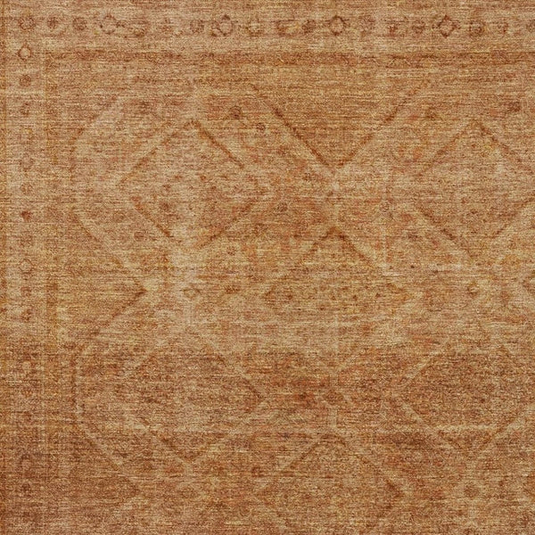 HomeRoots 5' Stylish Copper and Ivory Geometric Washable Area Rug for Indoor and Outdoor Living Spaces 9' X 12' 630499