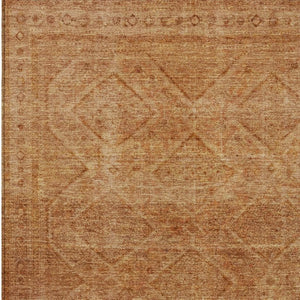 HomeRoots 5' Stylish Copper and Ivory Geometric Washable Area Rug for Indoor and Outdoor Living Spaces 10' X 14' 630500