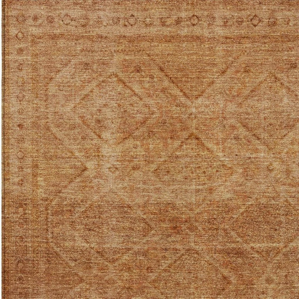 HomeRoots 5' Stylish Copper and Ivory Geometric Washable Area Rug for Indoor and Outdoor Living Spaces 10' X 14' 630500