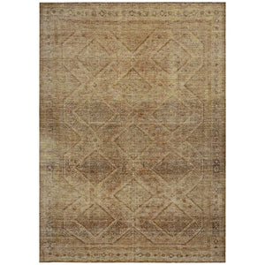 HomeRoots 5' Khaki and Beige Geometric Area Rug - Stylish, Washable, and Durable for Indoor & Outdoor Spaces 5' X 8' 630502