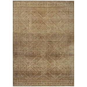 HomeRoots 5' Khaki and Beige Geometric Area Rug - Stylish, Washable, and Durable for Indoor & Outdoor Spaces 5' X 8' 630502