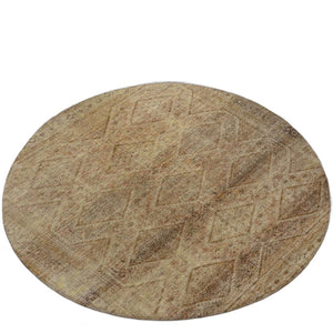 HomeRoots 5' Khaki and Beige Geometric Area Rug - Stylish, Washable, and Durable for Indoor & Outdoor Spaces 8' Round 630503