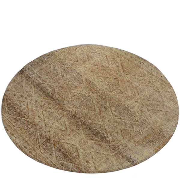 HomeRoots 5' Khaki and Beige Geometric Area Rug - Stylish, Washable, and Durable for Indoor & Outdoor Spaces 8' Round 630503