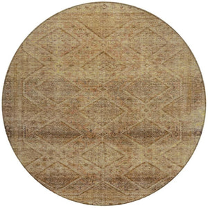 HomeRoots 5' Khaki and Beige Geometric Area Rug - Stylish, Washable, and Durable for Indoor & Outdoor Spaces 8' Round 630503