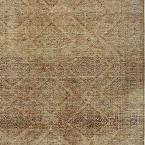 HomeRoots 5' Khaki and Beige Geometric Area Rug - Stylish, Washable, and Durable for Indoor & Outdoor Spaces 9' X 12' 630505