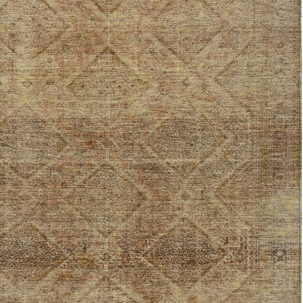 HomeRoots 5' Khaki and Beige Geometric Area Rug - Stylish, Washable, and Durable for Indoor & Outdoor Spaces 9' X 12' 630505