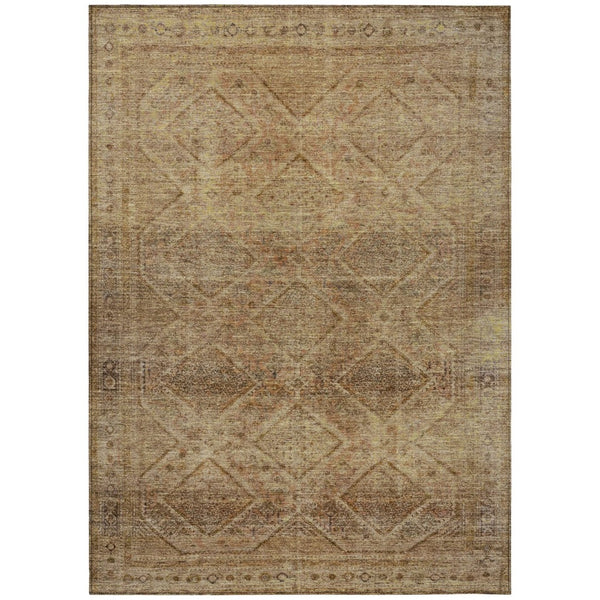 HomeRoots 5' Khaki and Beige Geometric Area Rug - Stylish, Washable, and Durable for Indoor & Outdoor Spaces 10' X 14' 630506