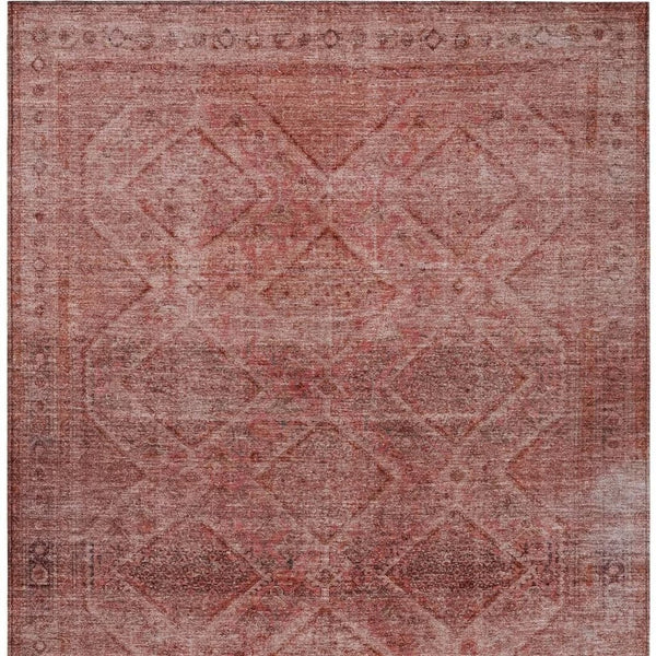 HomeRoots 5' Modern Pink and Ivory Geometric Area Rug - Durable, Washable, Indoor-Outdoor Versatile Style 5' X 8' 630508