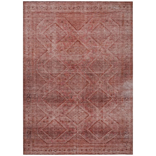 HomeRoots 5' Modern Pink and Ivory Geometric Area Rug - Durable, Washable, Indoor-Outdoor Versatile Style 5' X 8' 630508