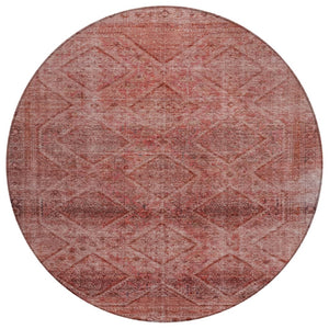 HomeRoots 5' Modern Pink and Ivory Geometric Area Rug - Durable, Washable, Indoor-Outdoor Versatile Style 8' Round 630509