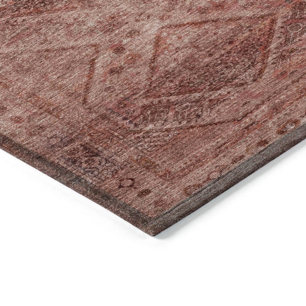 HomeRoots 5' Modern Pink and Ivory Geometric Area Rug - Durable, Washable, Indoor-Outdoor Versatile Style 8' Round 630509