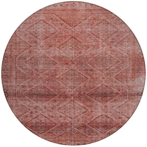 HomeRoots 5' Modern Pink and Ivory Geometric Area Rug - Durable, Washable, Indoor-Outdoor Versatile Style 8' Round 630509