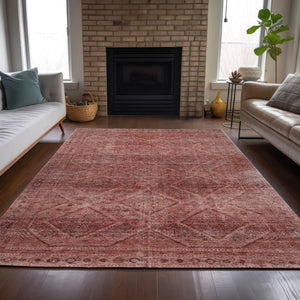 HomeRoots 5' Modern Pink and Ivory Geometric Area Rug - Durable, Washable, Indoor-Outdoor Versatile Style 9' X 12' 630511