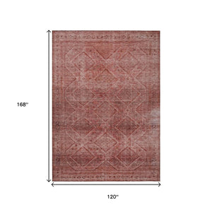 HomeRoots 5' Modern Pink and Ivory Geometric Area Rug - Durable, Washable, Indoor-Outdoor Versatile Style 10' X 14' 630512