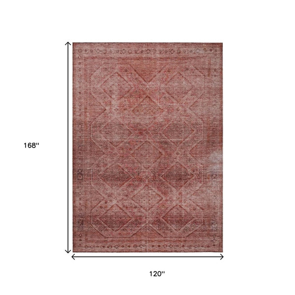 HomeRoots 5' Modern Pink and Ivory Geometric Area Rug - Durable, Washable, Indoor-Outdoor Versatile Style 10' X 14' 630512