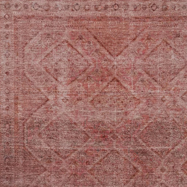 HomeRoots 5' Modern Pink and Ivory Geometric Area Rug - Durable, Washable, Indoor-Outdoor Versatile Style 10' X 14' 630512
