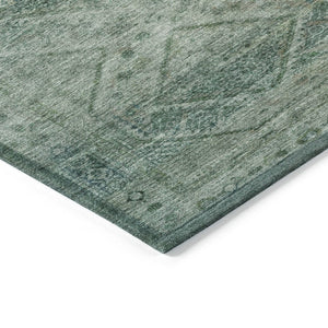 HomeRoots 5' Teal Blue and Ivory Geometric Area Rug - Durable, Washable Indoor/Outdoor Accent for Any Space 8' Round 630515