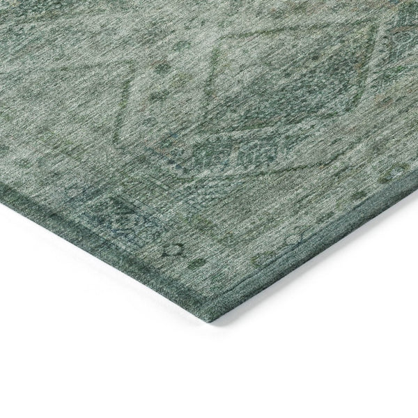 HomeRoots 5' Teal Blue and Ivory Geometric Area Rug - Durable, Washable Indoor/Outdoor Accent for Any Space 8' Round 630515