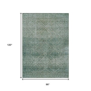 HomeRoots 5' Teal Blue and Ivory Geometric Area Rug - Durable, Washable Indoor/Outdoor Accent for Any Space 8' X 10' 630516