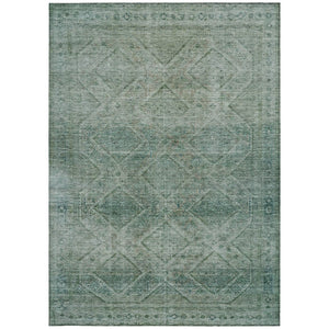 HomeRoots 5' Teal Blue and Ivory Geometric Area Rug - Durable, Washable Indoor/Outdoor Accent for Any Space 9' X 12' 630517