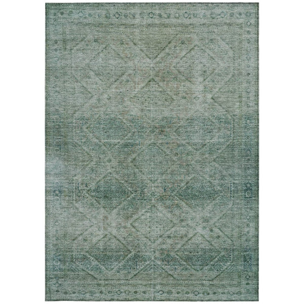 HomeRoots 5' Teal Blue and Ivory Geometric Area Rug - Durable, Washable Indoor/Outdoor Accent for Any Space 9' X 12' 630517
