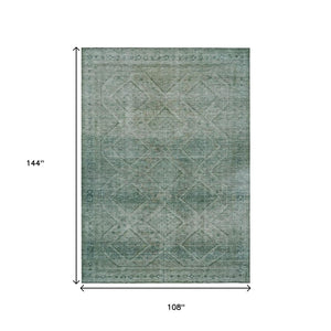 HomeRoots 5' Teal Blue and Ivory Geometric Area Rug - Durable, Washable Indoor/Outdoor Accent for Any Space 9' X 12' 630517