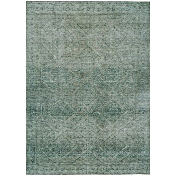 HomeRoots 5' Teal Blue and Ivory Geometric Area Rug - Durable, Washable Indoor/Outdoor Accent for Any Space 9' X 12' 630517