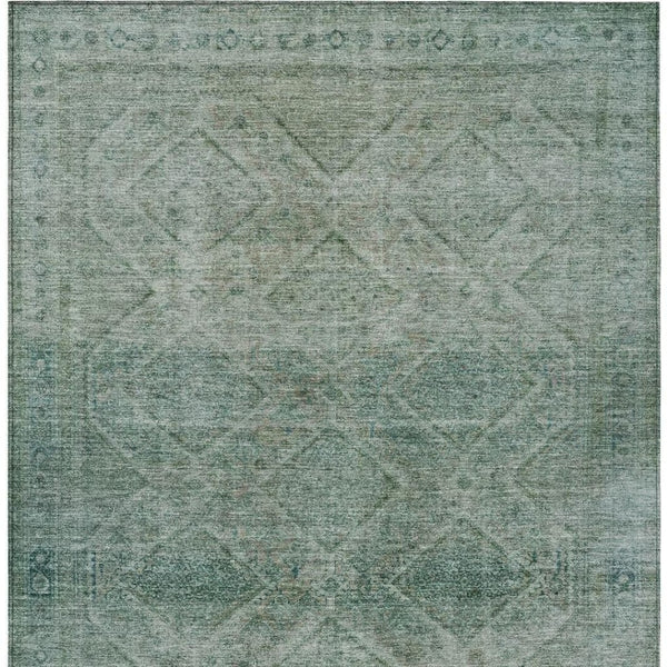 HomeRoots 5' Teal Blue and Ivory Geometric Area Rug - Durable, Washable Indoor/Outdoor Accent for Any Space 10' X 14' 630518