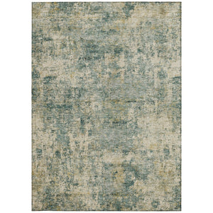 HomeRoots 5' Modern Abstract Artichoke Green and Teal Blue Washable Indoor Outdoor Area Rug for Any Space 8' X 10' 630522