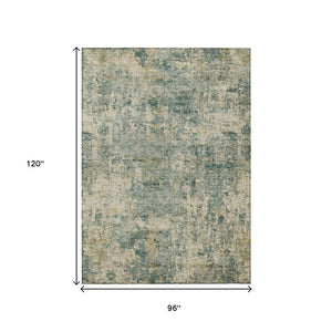 HomeRoots 5' Modern Abstract Artichoke Green and Teal Blue Washable Indoor Outdoor Area Rug for Any Space 8' X 10' 630522