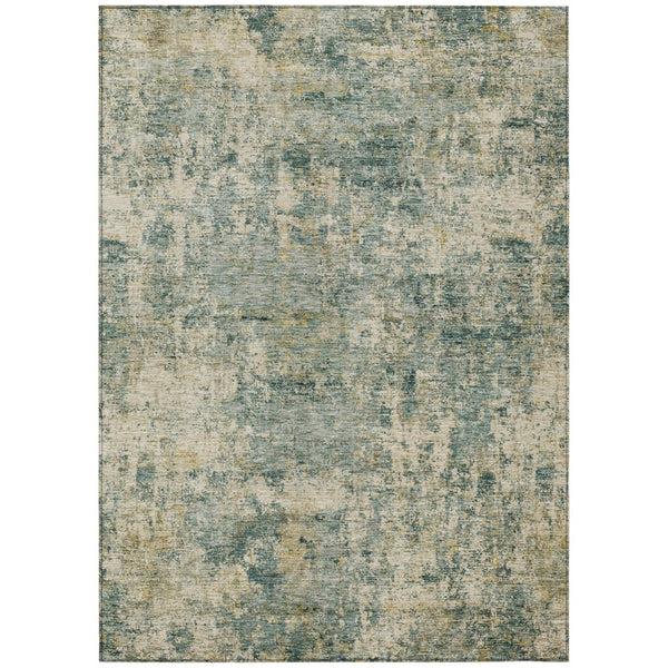 HomeRoots 5' Modern Abstract Artichoke Green and Teal Blue Washable Indoor Outdoor Area Rug for Any Space 8' X 10' 630522
