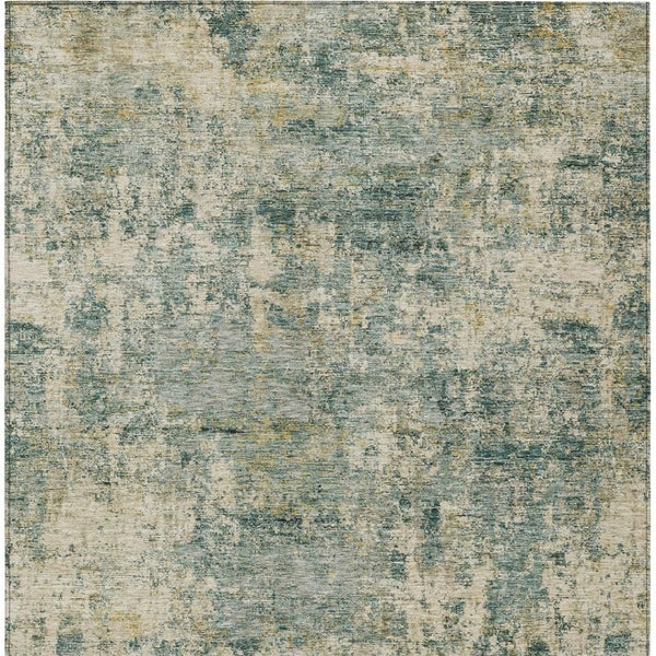 HomeRoots 5' Modern Abstract Artichoke Green and Teal Blue Washable Indoor Outdoor Area Rug for Any Space 9' X 12' 630523