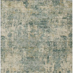 HomeRoots 5' Modern Abstract Artichoke Green and Teal Blue Washable Indoor Outdoor Area Rug for Any Space 10' X 14' 630524