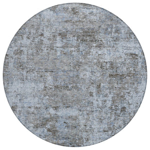HomeRoots 5' Blue and Taupe Abstract Area Rug - Stylish, Washable, Durable Design for Indoor and Outdoor Spaces 8' Round 630527