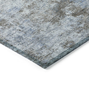 HomeRoots 5' Blue and Taupe Abstract Area Rug - Stylish, Washable, Durable Design for Indoor and Outdoor Spaces 8' Round 630527