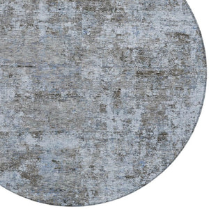 HomeRoots 5' Blue and Taupe Abstract Area Rug - Stylish, Washable, Durable Design for Indoor and Outdoor Spaces 8' Round 630527