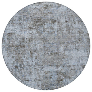 HomeRoots 5' Blue and Taupe Abstract Area Rug - Stylish, Washable, Durable Design for Indoor and Outdoor Spaces 8' Round 630527