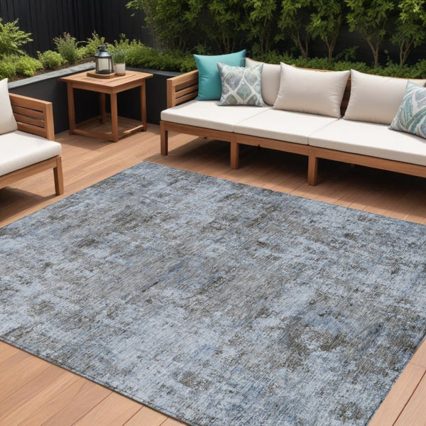 HomeRoots 5' Blue and Taupe Abstract Area Rug - Stylish, Washable, Durable Design for Indoor and Outdoor Spaces 8' X 10' 630528