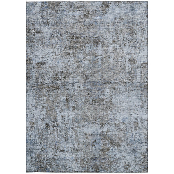 HomeRoots 5' Blue and Taupe Abstract Area Rug - Stylish, Washable, Durable Design for Indoor and Outdoor Spaces 10' X 14' 630530